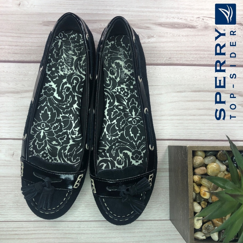 Sperry Topsider Suede Black Tassels Size 8
